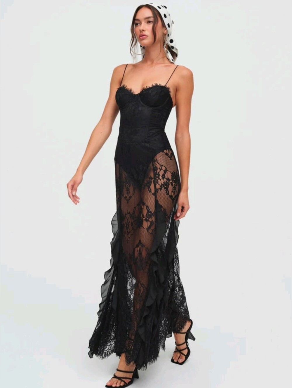 NWT! For Love And Lemons Shirley Black Lace Maxi Slip Gown - Picture 6 of 8